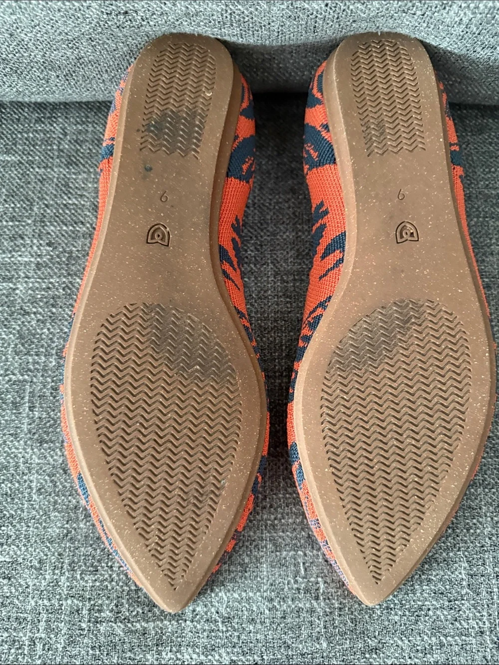 Rothy's Pointed Knit Flats in Orange, Navy & Lime